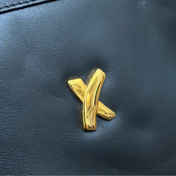 Vintage PALOMA PICASSO Italian Black Leather Gold Chain Handle Shoulder Bag - Picture 15 of 16